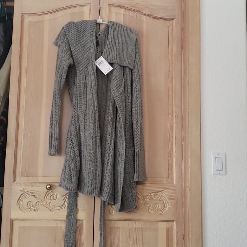 Grey sweater with a matching belt